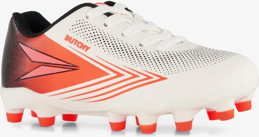 Dutchy Aura MG kinder voetbalschoenen wit oranje Uitneembare zool