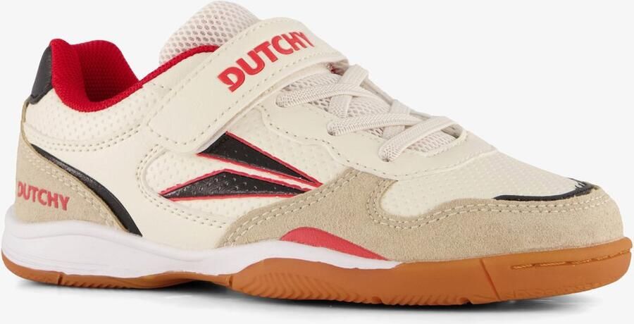 Dutchy Sharp kinder zaalschoenen IC beige rood Gymschoenen Uitneembare zool