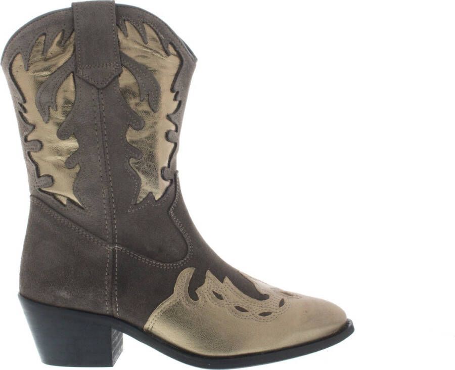 DWRS LABEL Bella Elefante Smoke Grijs Suede Cowboy laarzen Dames