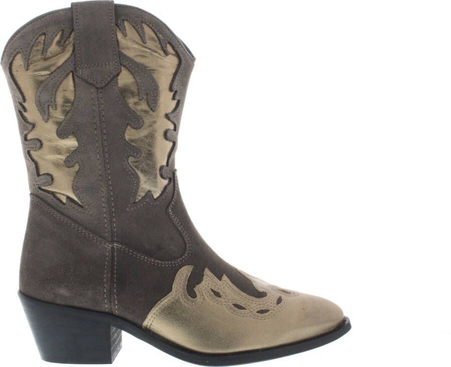 DWRS LABEL DWRS Bella Elefante Smoke Grijs Suede Cowboy laarzen Dames