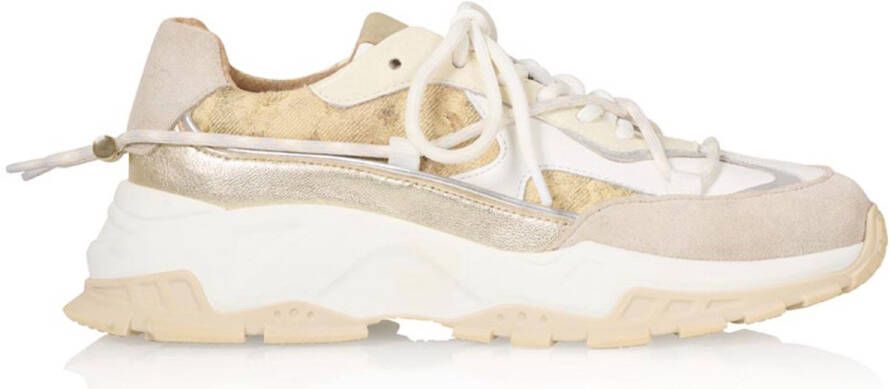 Dwrs Dames Sneakers Bonney Snake Sand champagne Wit