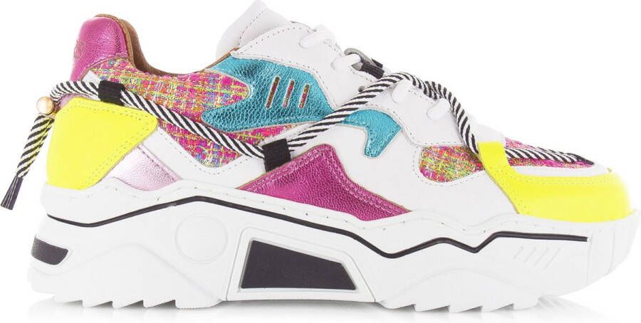 DWRS LABEL DWRS Jupiter tweed Pink Yello Roze Leer Lage sneakers Dames - Foto 2