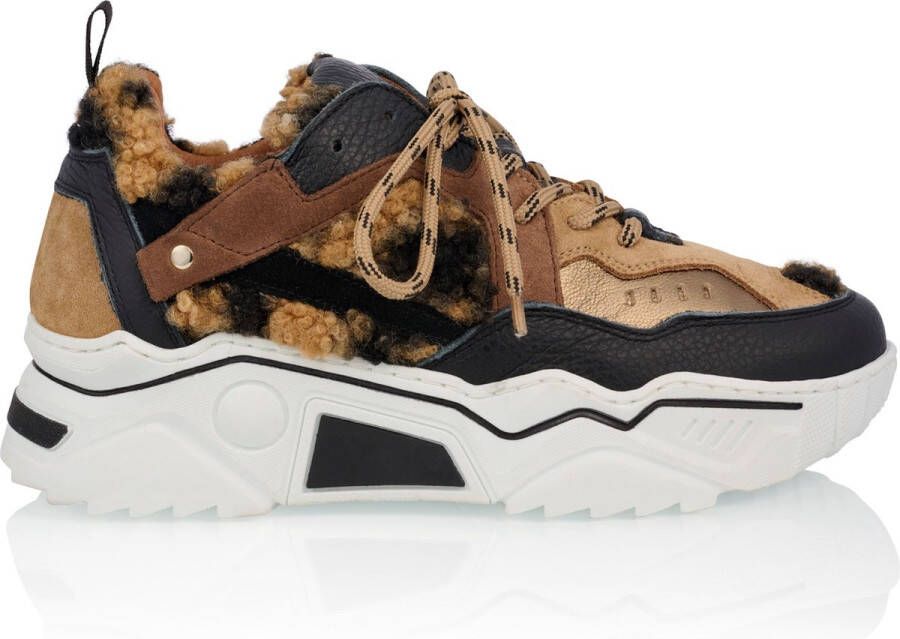 Dwrs Dames Sneakers Pluto Teddy Leopard Black cogn Zwart