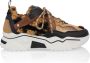 DWRS LABEL Pluto teddy leopard Black Cognac Zwart Leer Lage sneakers Dames - Thumbnail 1