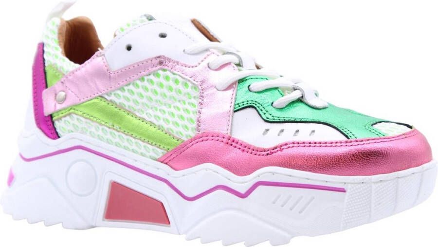 Dwrs Dames Sneakers Pluto White Pink Green