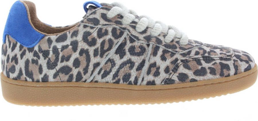DWRS LABEL DWRS POONA Leopard Sand Kobalt Dames Sneaker B11456