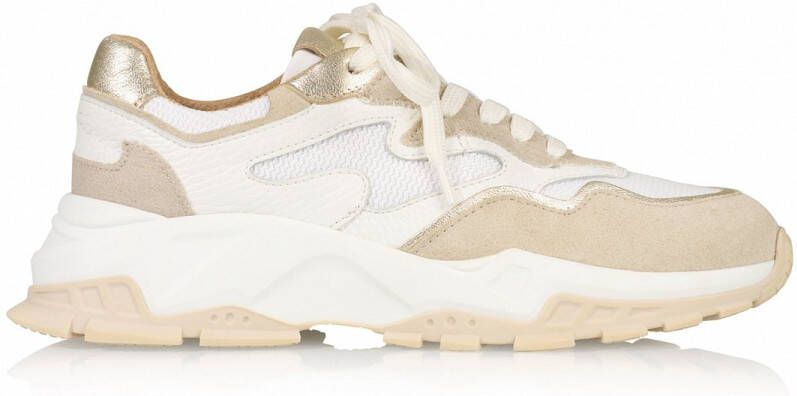 Dwrs Dames Sneakers Wit Beige Leer
