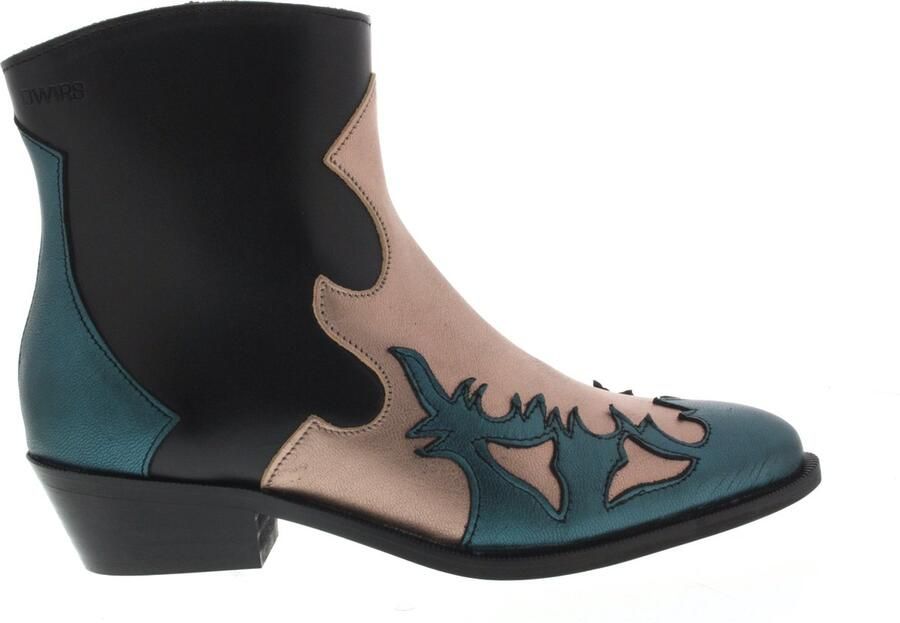 Dwrs Dames Enkellaars Monkey Black Petrol Zwart