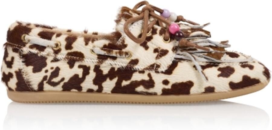 Dwrs Dames Instappers & Ballerina's Latty Fringes Cow Hair Offwhii Off White