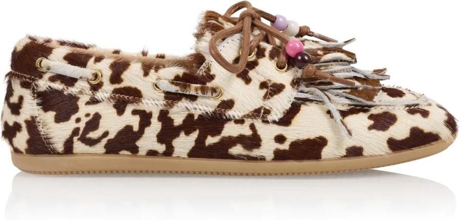 Dwrs Dames Instappers & Ballerina's Latty Fringes Cow Hair Offwhii Off White