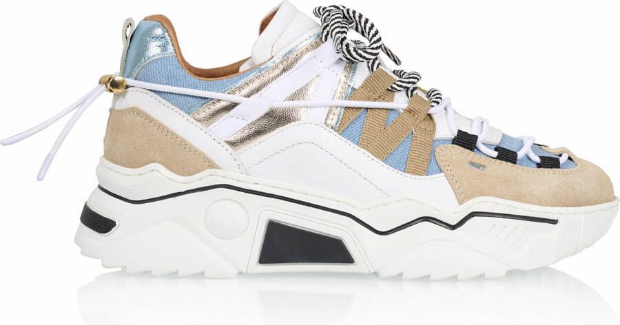 Dwrs Dames Sneakers Wit Stof Leer