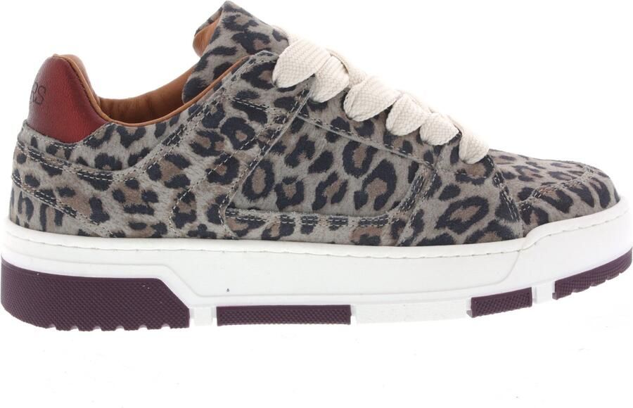 Dwrs Dames Sneakers Whitby Leopard Bordeaux Grey Grijs