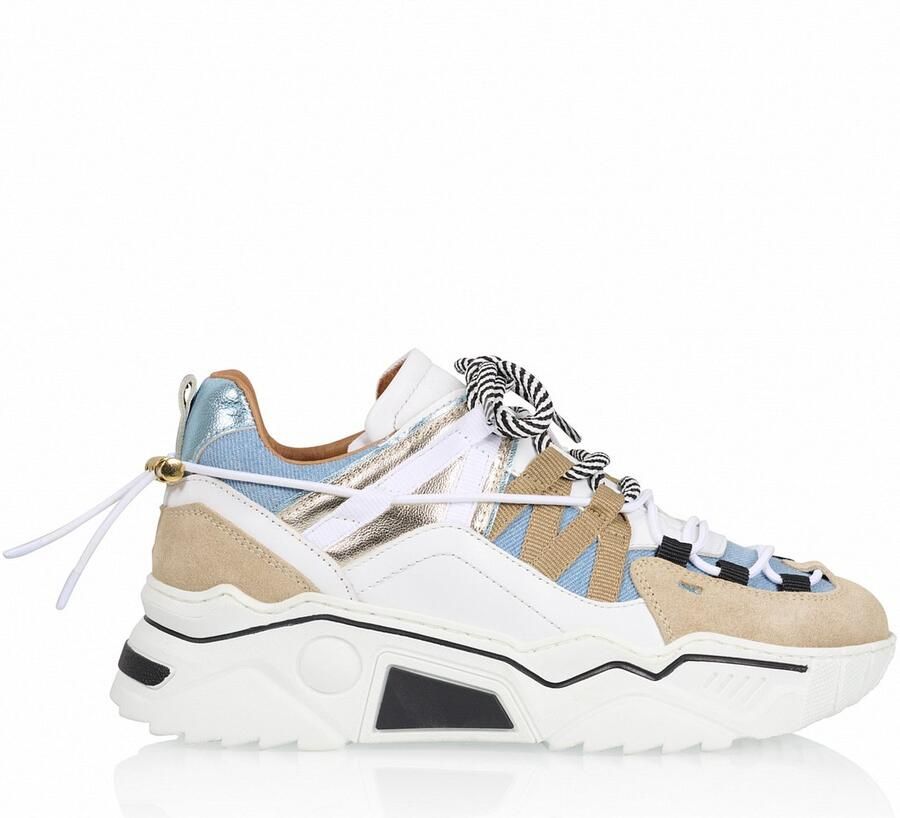 Dwrs Dames Sneakers Wit Stof Leer - Foto 2