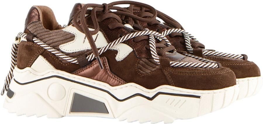 DWRS Sneakers Jupiter Corduroy Donker Bruin Off White