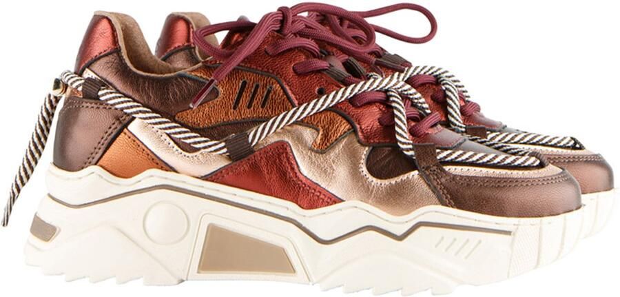 DWRS Sneakers Jupiter Donkerbruin Bordeaux Rood