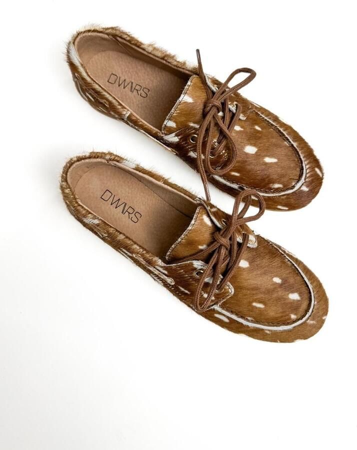 Dwrs Latty Deer Hair On cognac damesmocassin