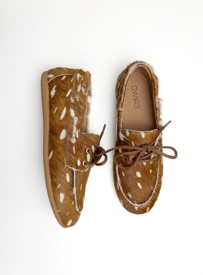 Dwrs Latty Deer Hair On cognac damesmocassin