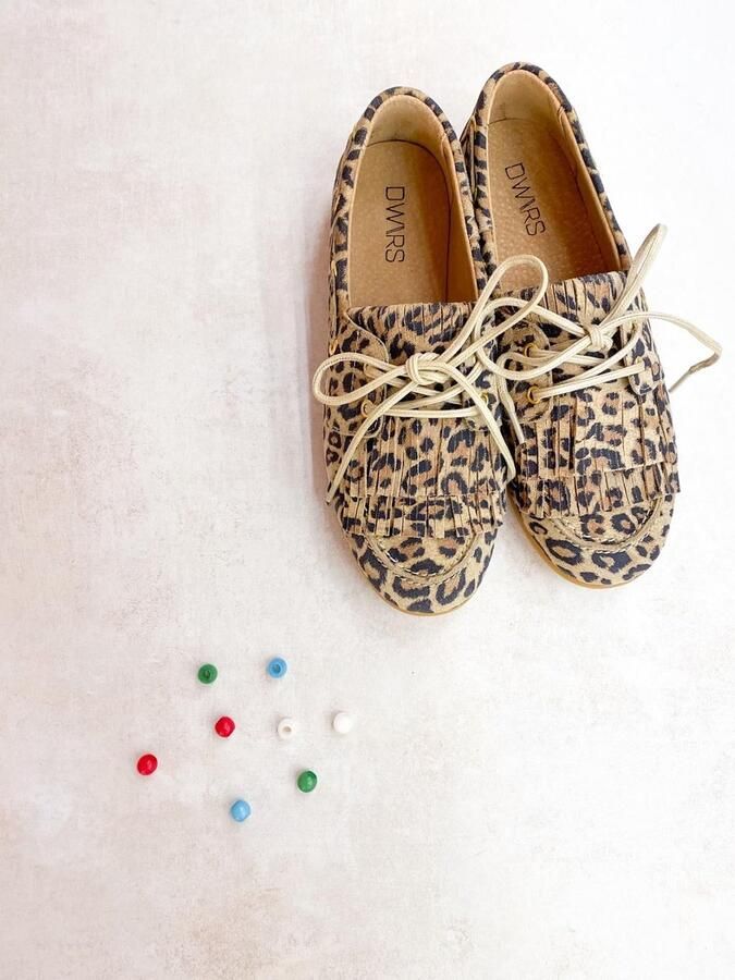 Dwrs Latty Fringes Leopard damesmocassin