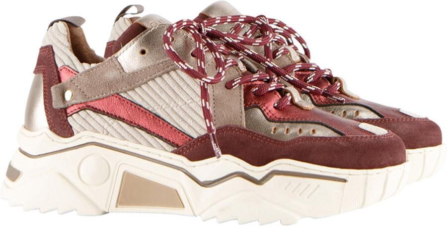 DWRS Sneakers Pluto Corduroy Bordeaux Rood Beige - Foto 1