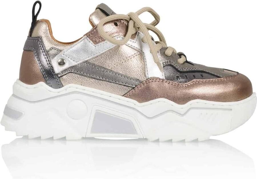 DWRS Pluto leren sneakers goud zilver Meisjes Leer Meerkleurig 32