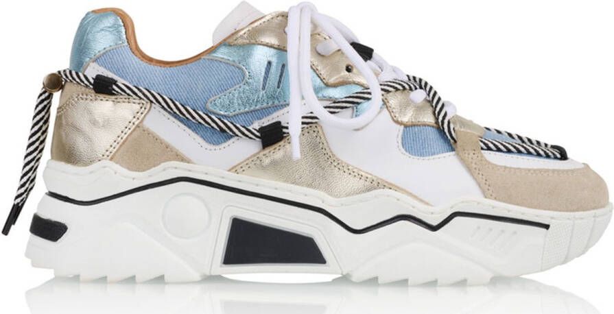 DWRS Jupiter chunky leren sneakers champagne jeans - Foto 2