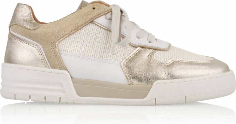 DWRS LABEL Dames Sneakers Rugby Raffia Sand Champagne