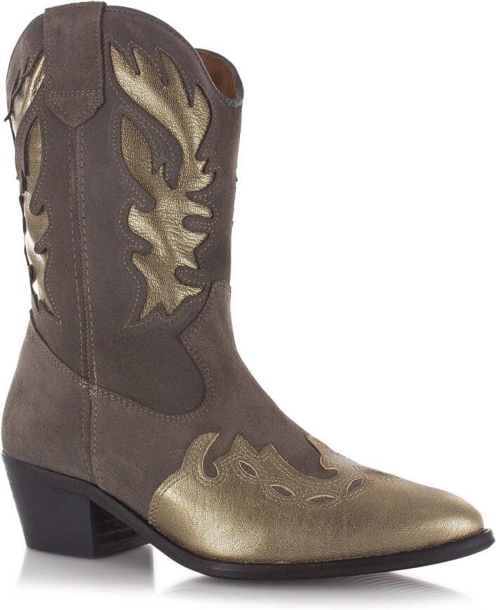 DWRS LABEL DWRS Bella Elefante Smoke Grijs Suede Cowboy laarzen Dames