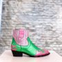 DWRS LABEL DWRS Cowboy laarzen Austin fuchsia groen - Thumbnail 2