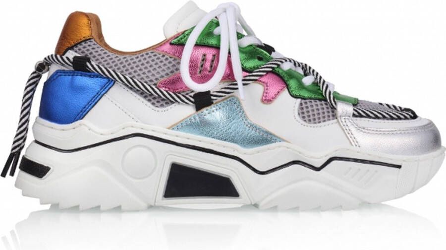 DWRS LABEL DWRS Jupiter | Lt.Grey Multi Grijs Leer Lage sneakers Dames