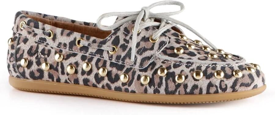 DWRS LABEL DWRS Latty leopard big studs sand Leer Dames