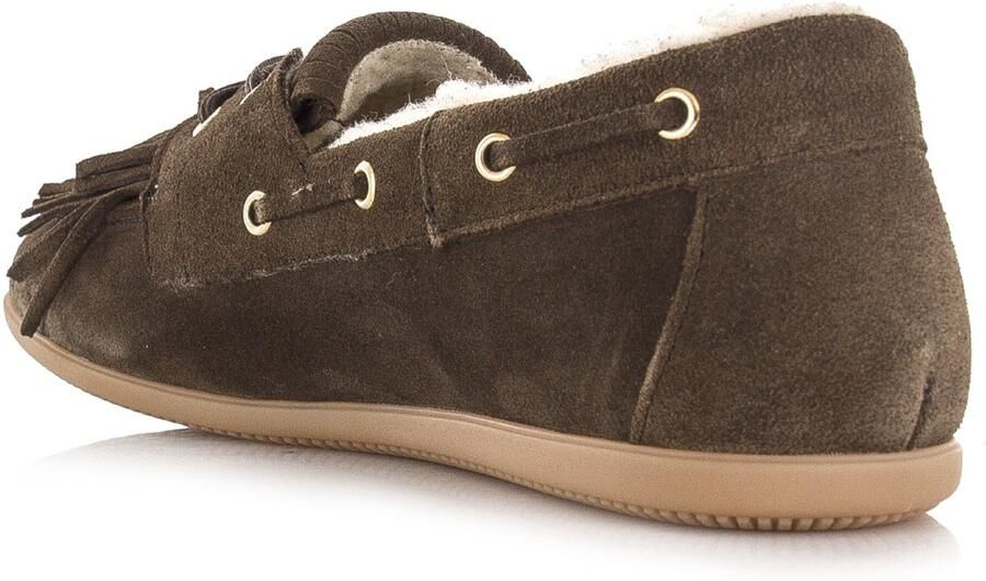 DWRS LABEL DWRS Latty mocassin teddy dark brown Suede Dames