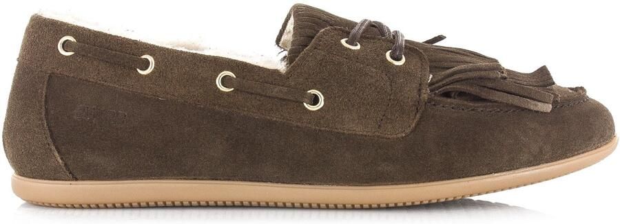 DWRS LABEL DWRS Latty mocassin teddy dark brown Suede Dames