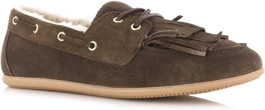 DWRS LABEL DWRS Latty mocassin teddy dark brown Suede Dames