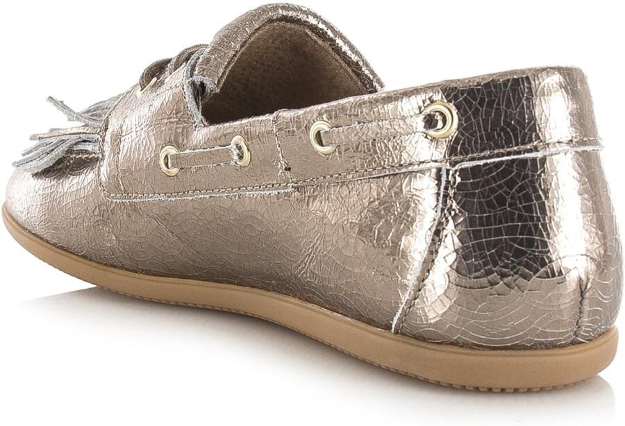 DWRS LABEL Latty fringes crackled stone Leer Dames