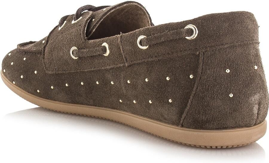 DWRS LABEL Latty small studs dark brown Suede Dames