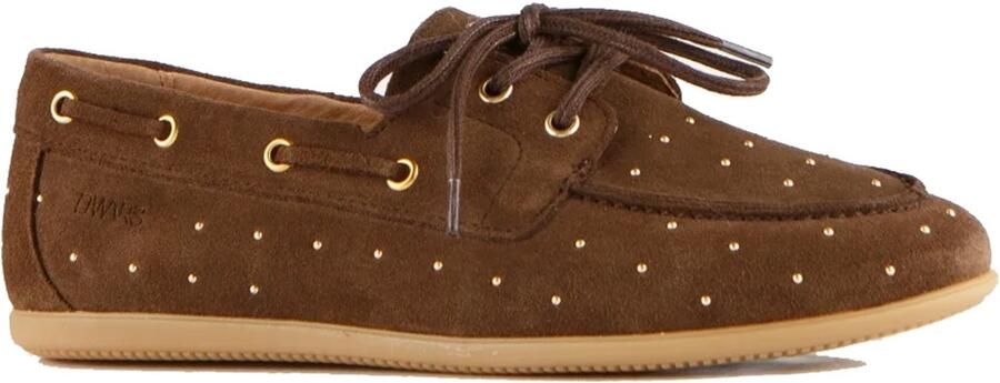DWRS LABEL Latty small studs dark brown Suede Dames