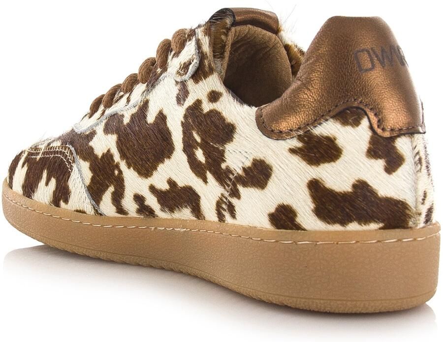 DWRS LABEL POONA cow hair on cognac wit Leer Dames