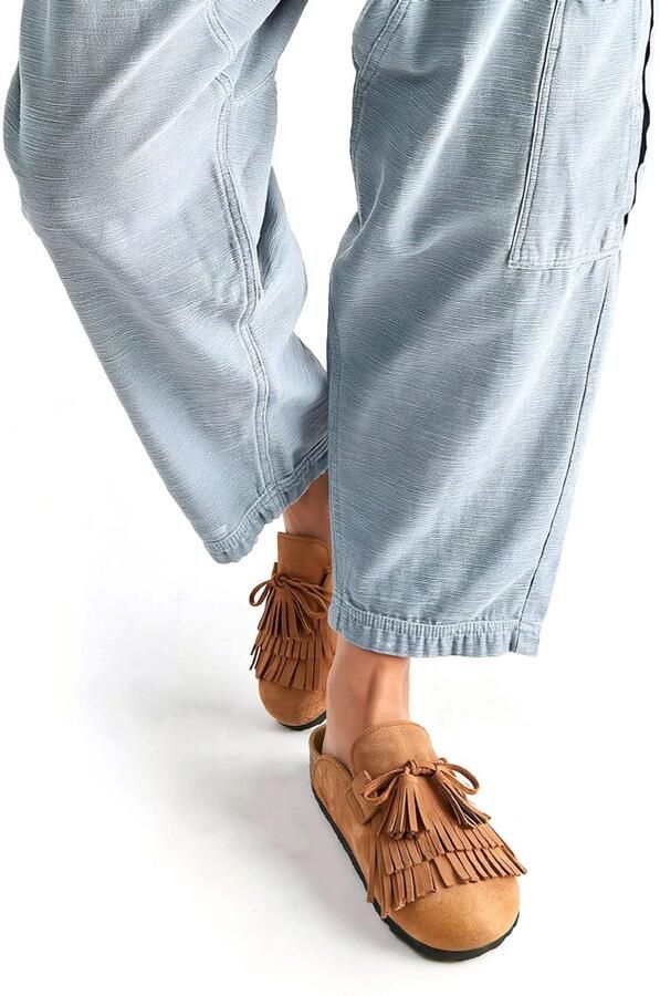 DWRS LABEL Salem instappers cognac Suede Dames