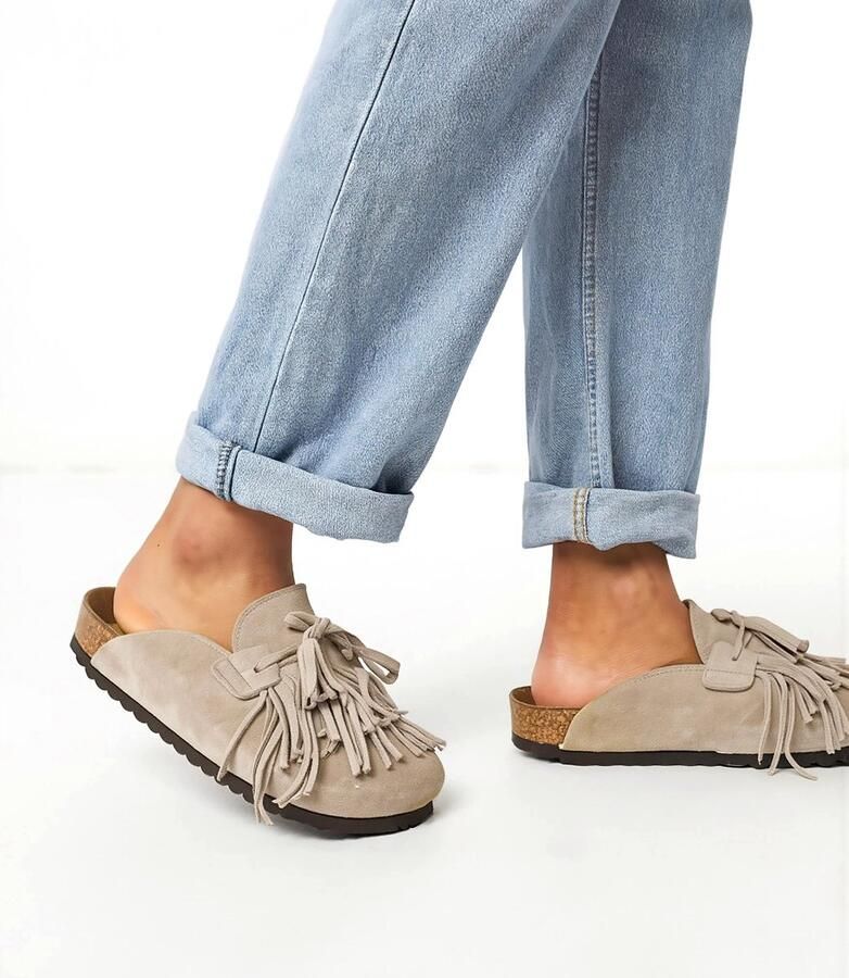 DWRS LABEL Salem instappers sand Suede Dames - Foto 2