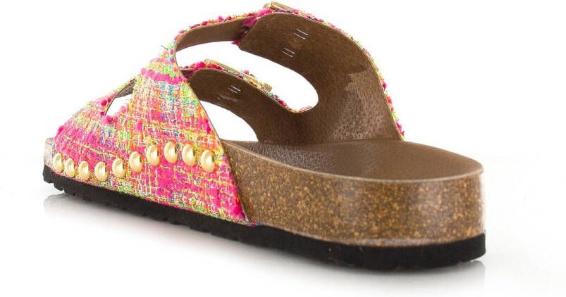 DWRS LABEL DWRS Malibu tweed | pink Roze Textiel Slippers met gesp Dames - Foto 3