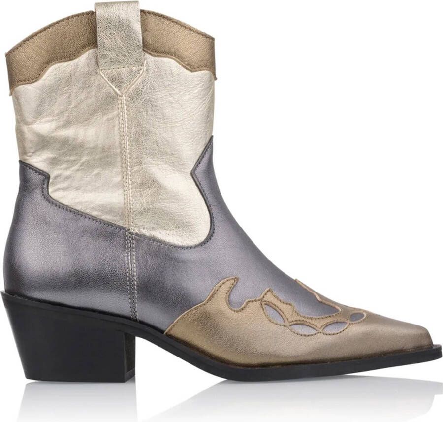 DWRS LABEL DWRS Metallic Westernboots enkellaars smoke antraciet