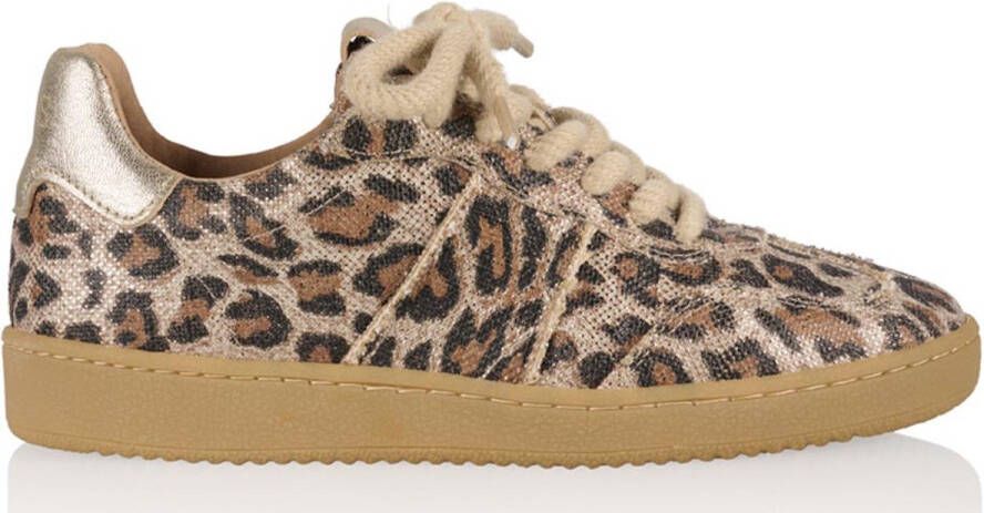 DWRS LABEL DWRS POONA Leopard Sand Champagne Dames Sneaker B11456