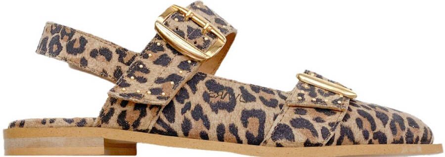 DWRS LABEL DWRS Port Isabel panterprint slingback Suede Dames