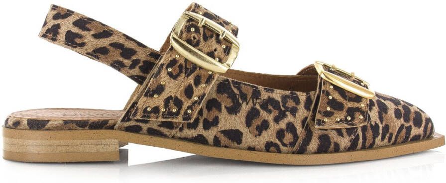 DWRS LABEL DWRS Port Isabel panterprint slingback Suede Dames