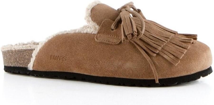 Dwrs Salem Teddy taupe damesinstapper in suède