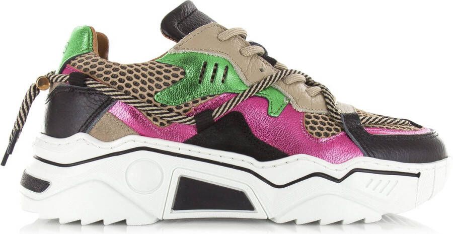 DWRS LABEL Jupiter Beige Green Pink Beige Leer Lage sneakers Dames