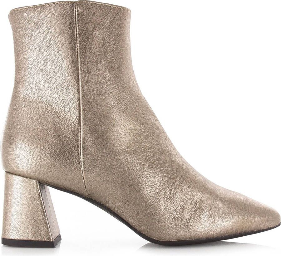 DWRS LABEL Lugano Smoke metallic Goud Leer Enkellaars met hak Dames