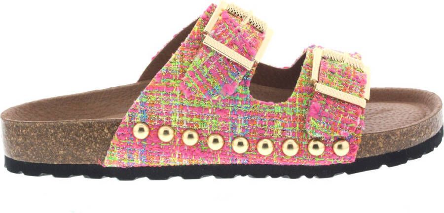 DWRS LABEL DWRS Malibu tweed | pink Roze Textiel Slippers met gesp Dames - Foto 3