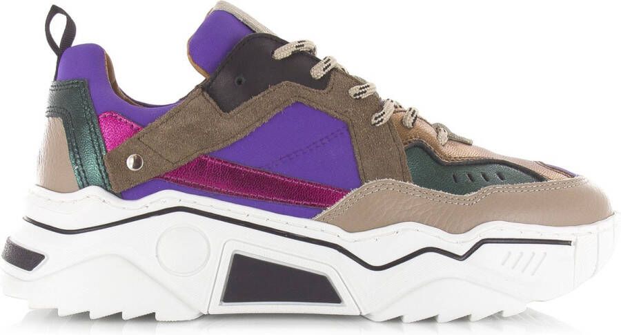 DWRS LABEL Pluto Purple Beige Paars Leer Lage sneakers Dames