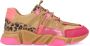 DWRS Los Angeles chunky leren sneakers met panterprint roze camel - Thumbnail 1
